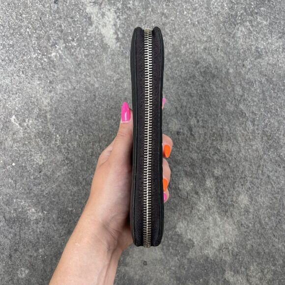 Gucci Black Monogram Leather Zip Wallet Interlocking GG Zipper Pull - Picture 8 of 14
